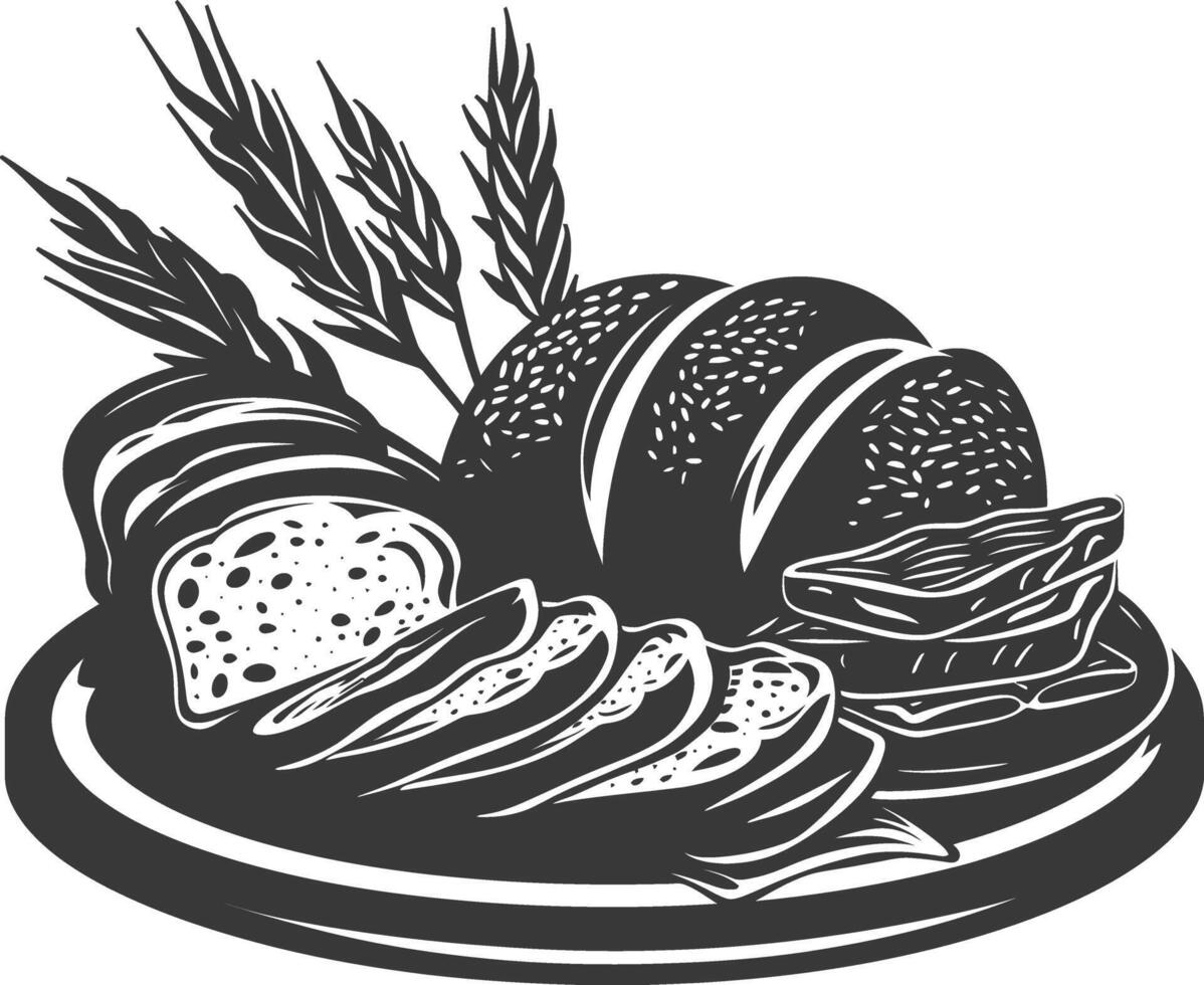 Silhouette bread platter black color only vector