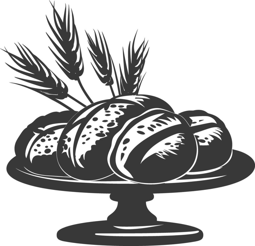 Silhouette bread platter black color only vector