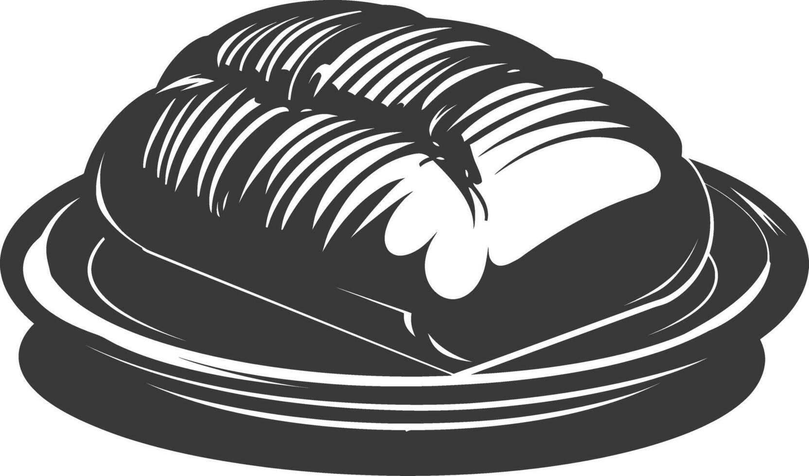 Silhouette bread platter black color only vector