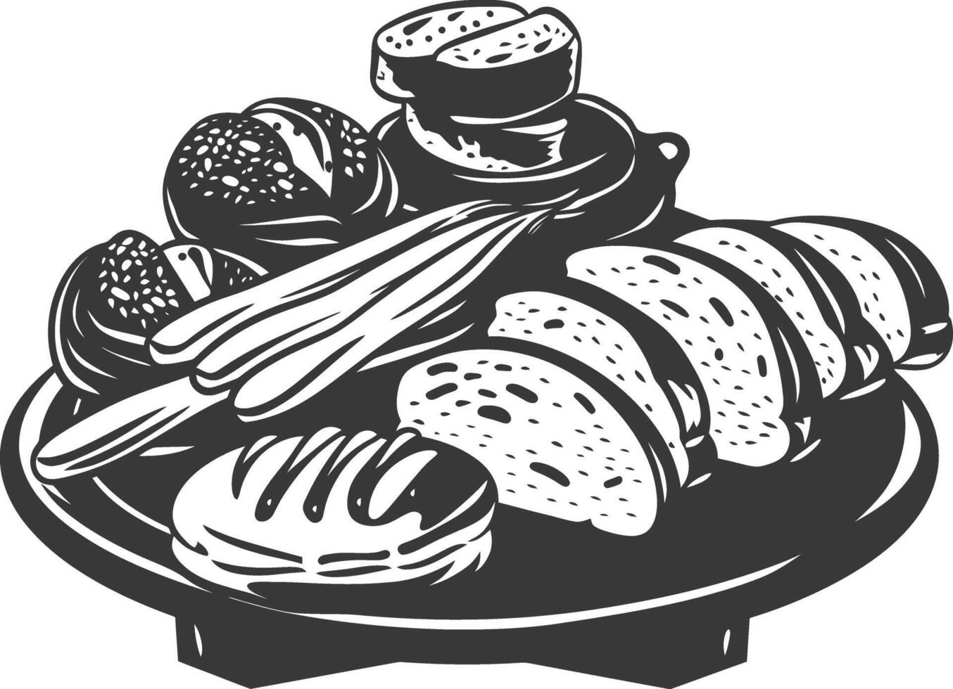 Silhouette bread platter black color only vector