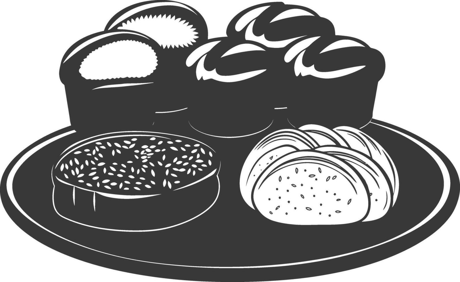 Silhouette bread platter black color only vector