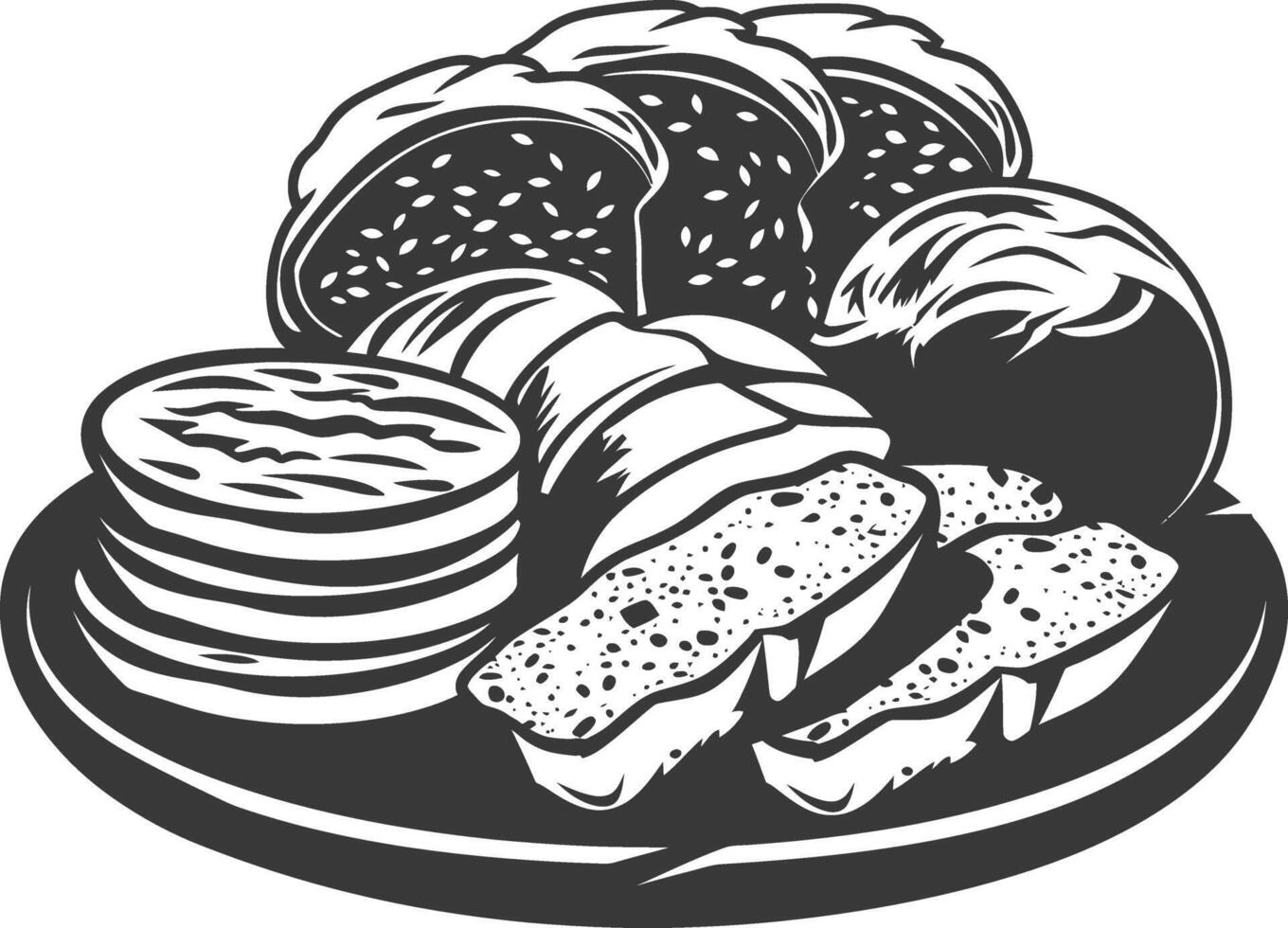 Silhouette bread platter black color only vector