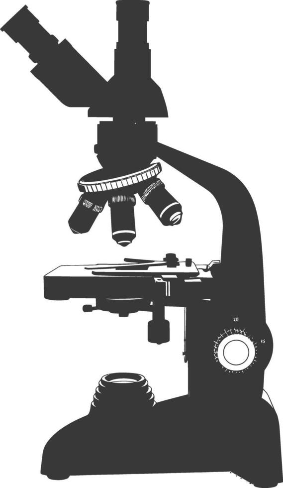 silueta microscopio negro color solamente vector