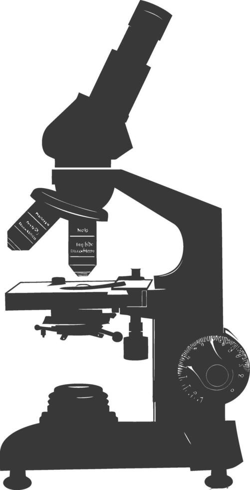 silueta microscopio negro color solamente vector