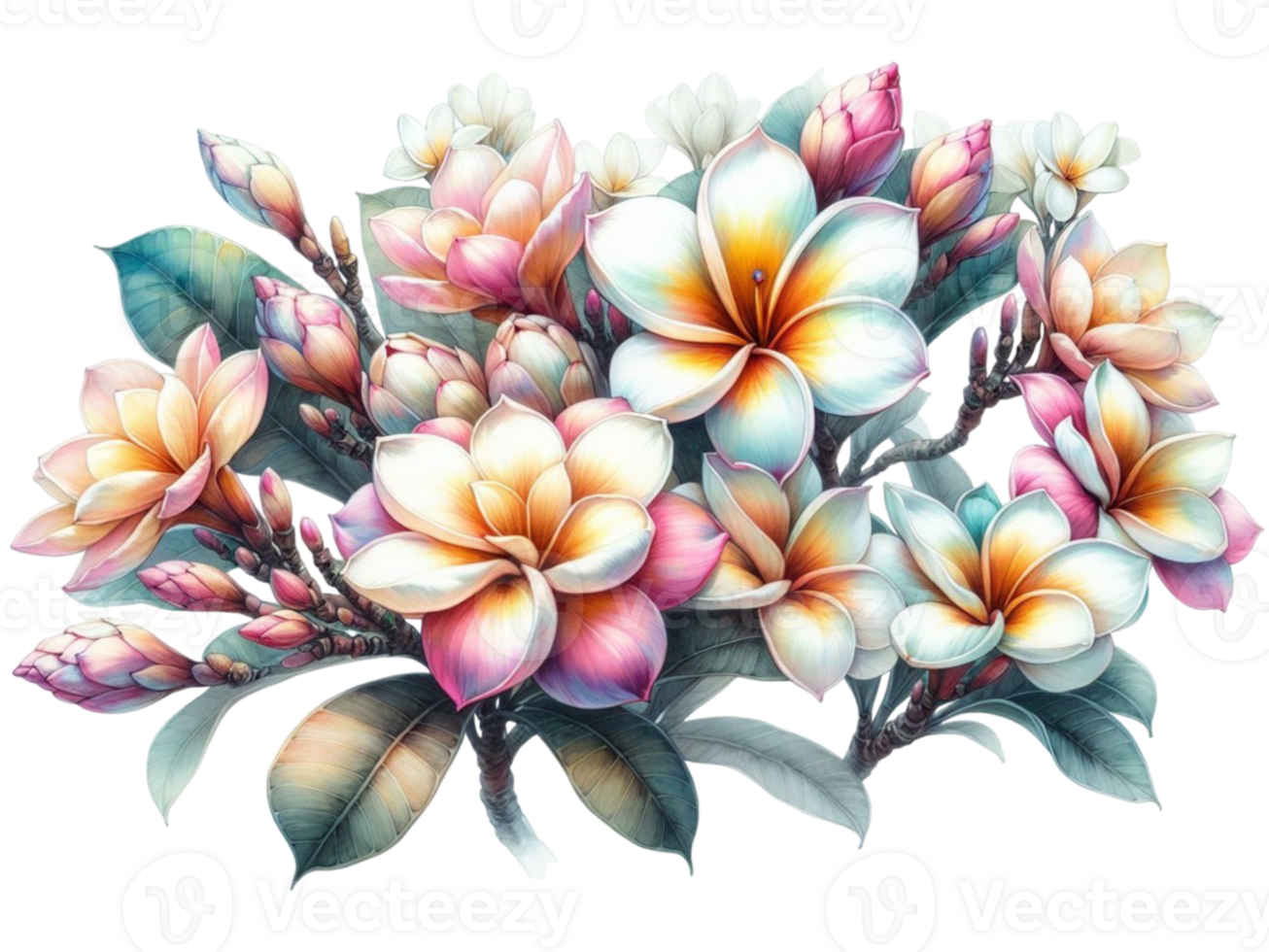 aigenerated a bouquet of flowers frangipani png