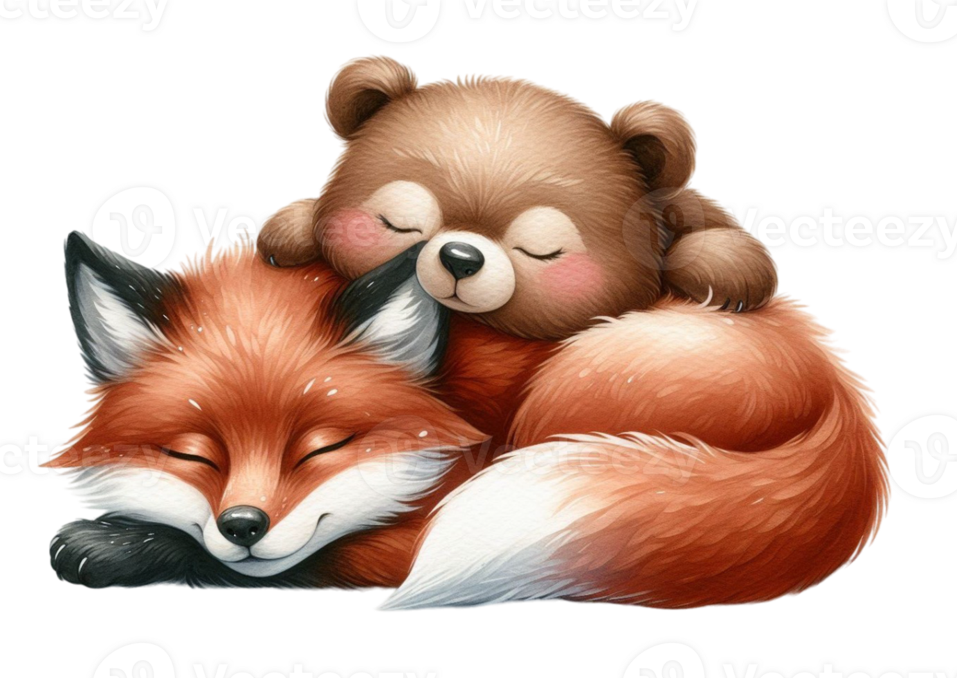 aigenerated bear sleeps with the fox png