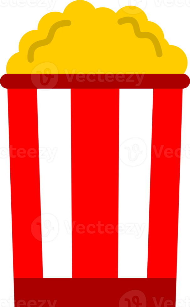 Popcorn in red bucket snack icon png