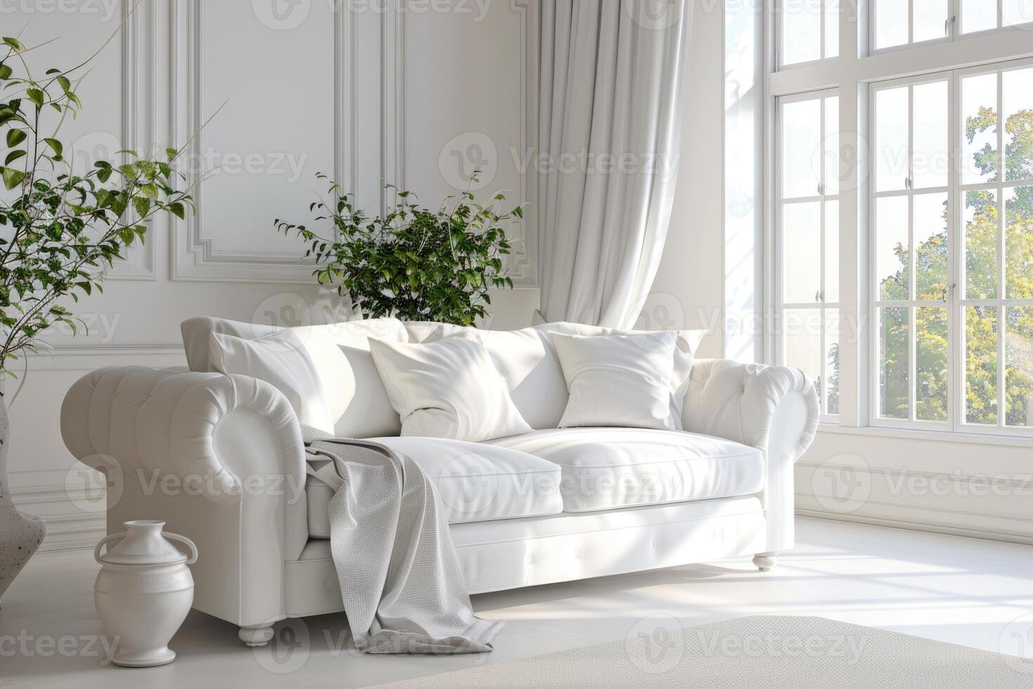 beautiful living room with white sofa photo