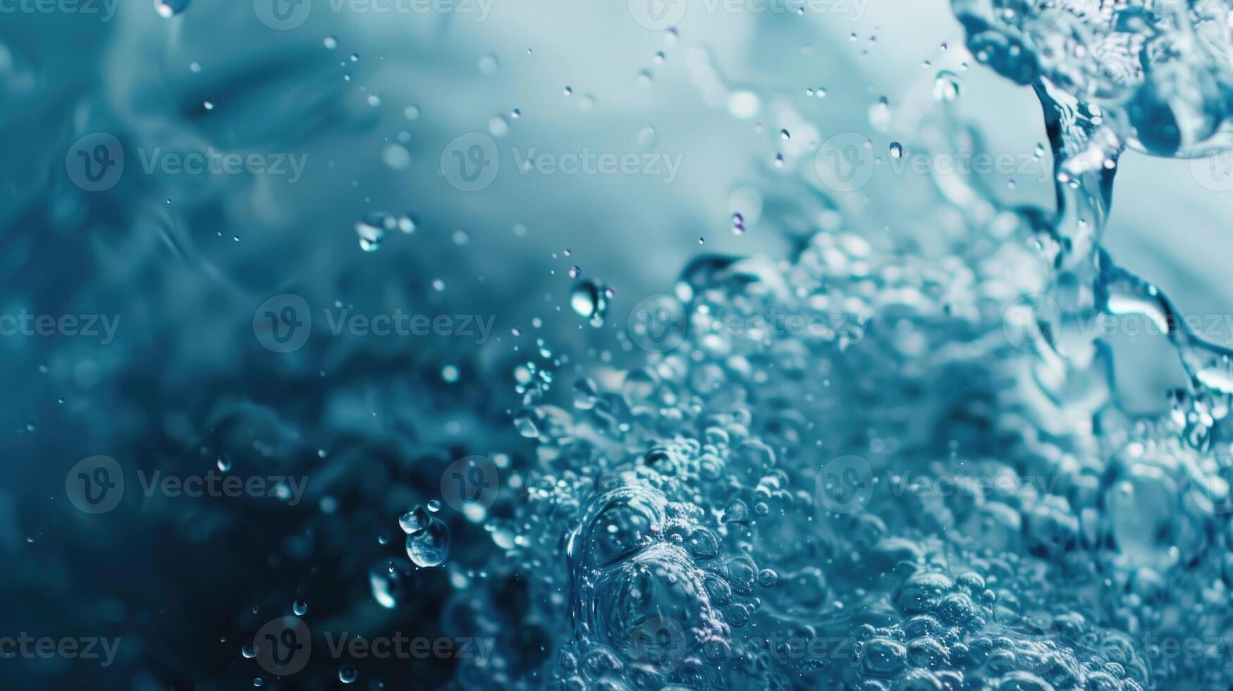 agua burbujas limpiar agua y agua burbujas en azul foto