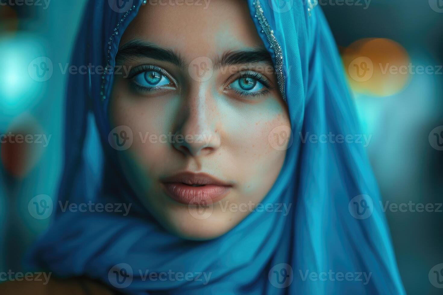 Portraiture of Young Girl Model wearing Hijab.Beautiful Hijab Fashion indoor photoshoot. photo