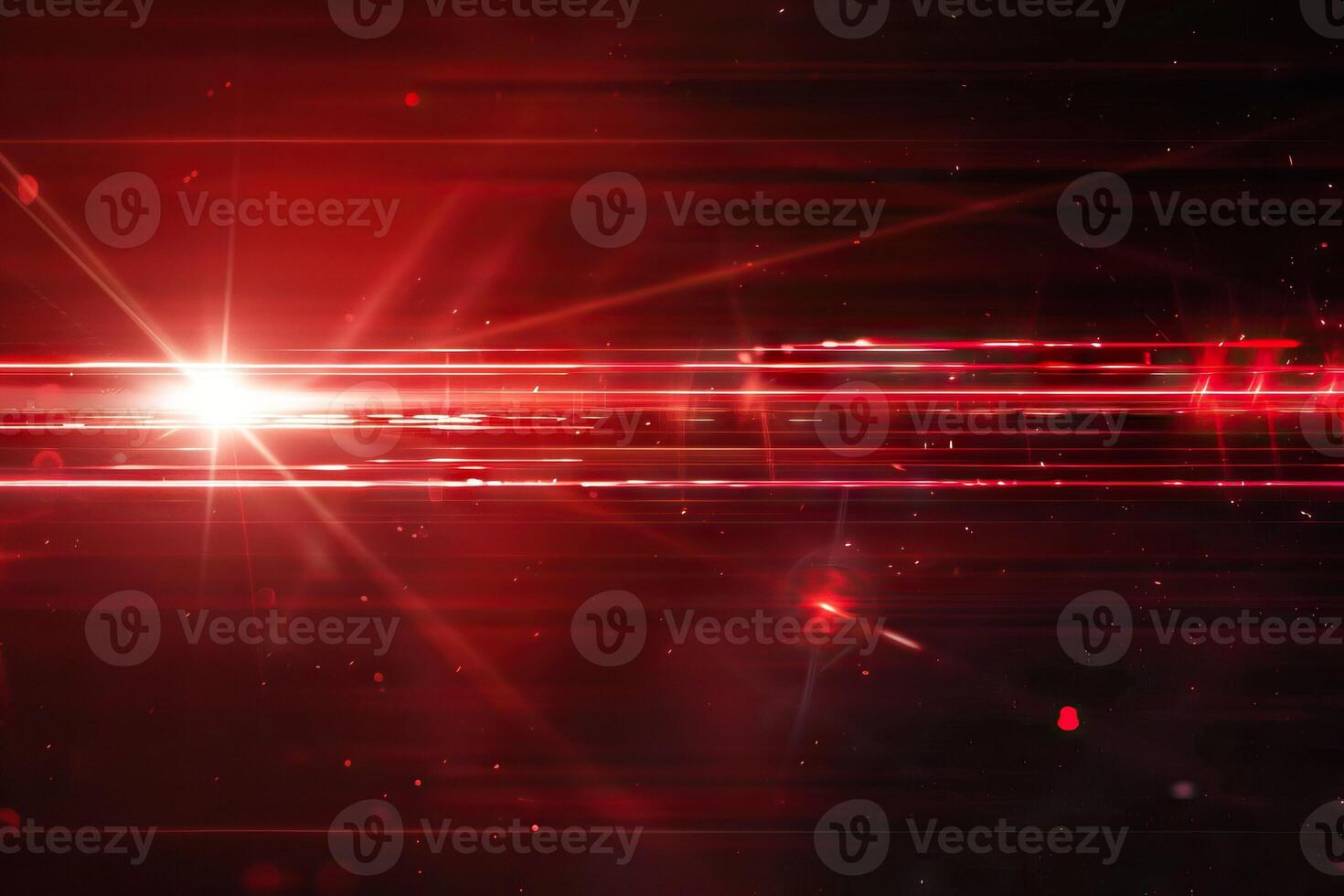 Red horizontal lens flares and glowing streaks on dark background. photo