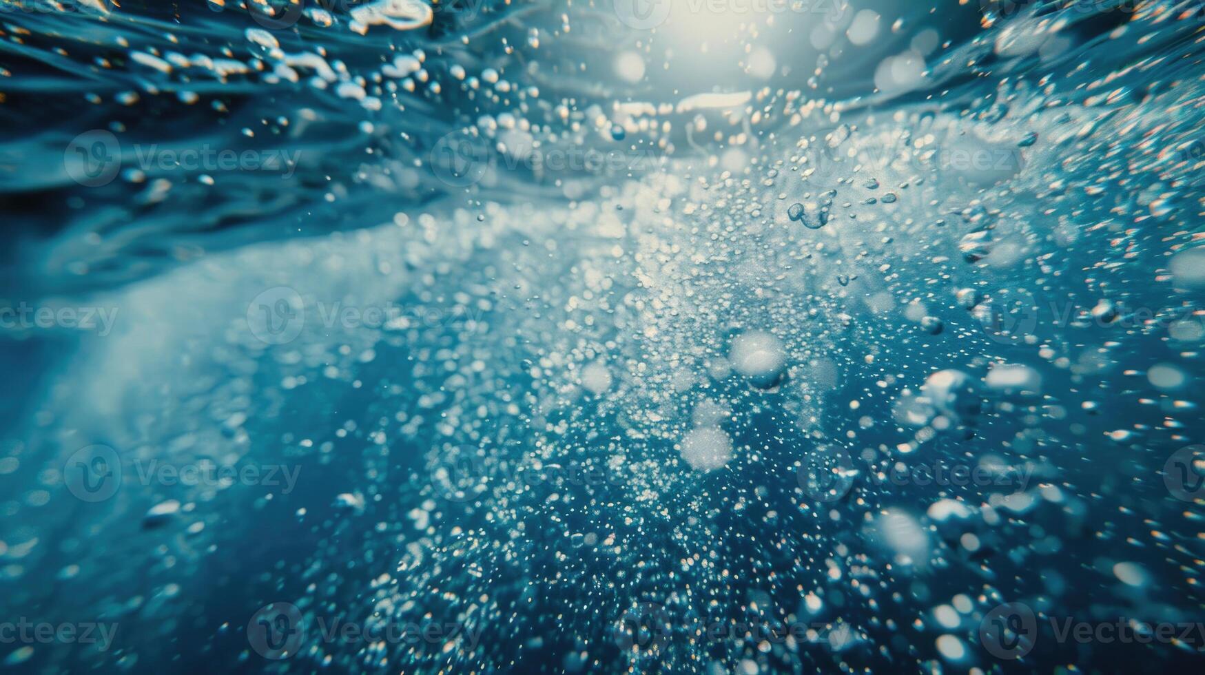 BLUE UNDER WATER waves and bubbles photo