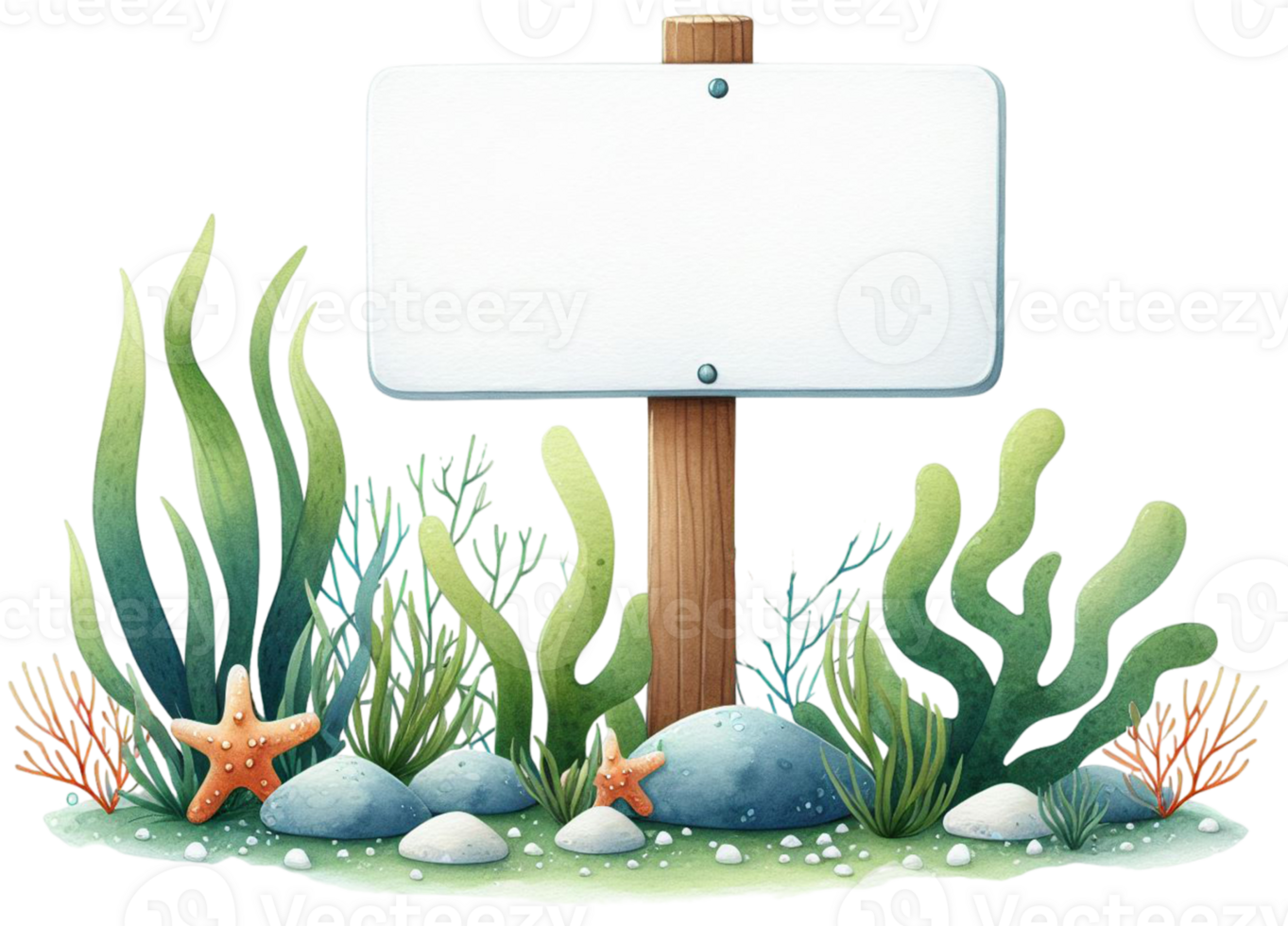 aigenerated seaweed wooden sign png