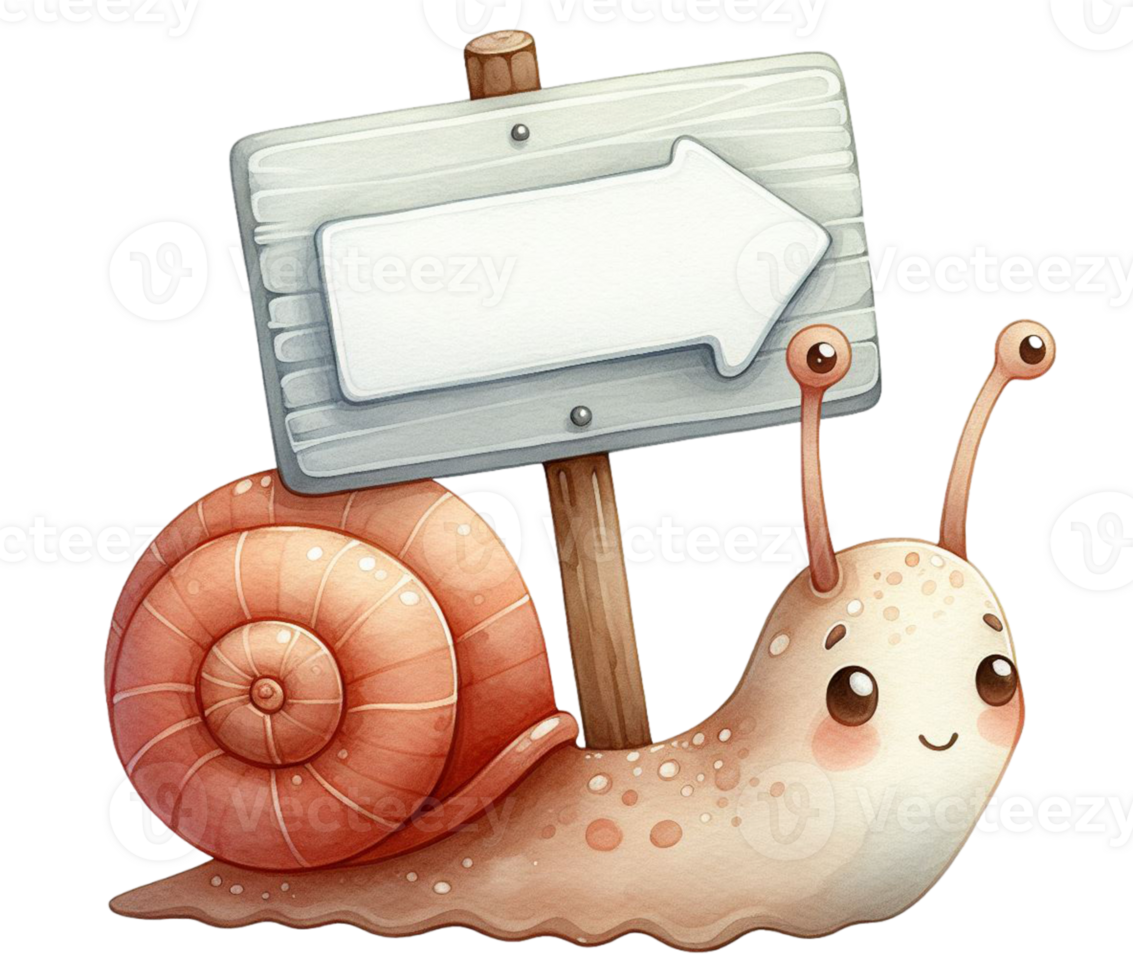 aigenerated snail holding a sign png