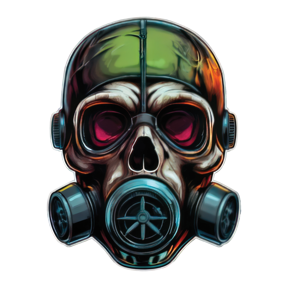 A skull wearing a gas mask png