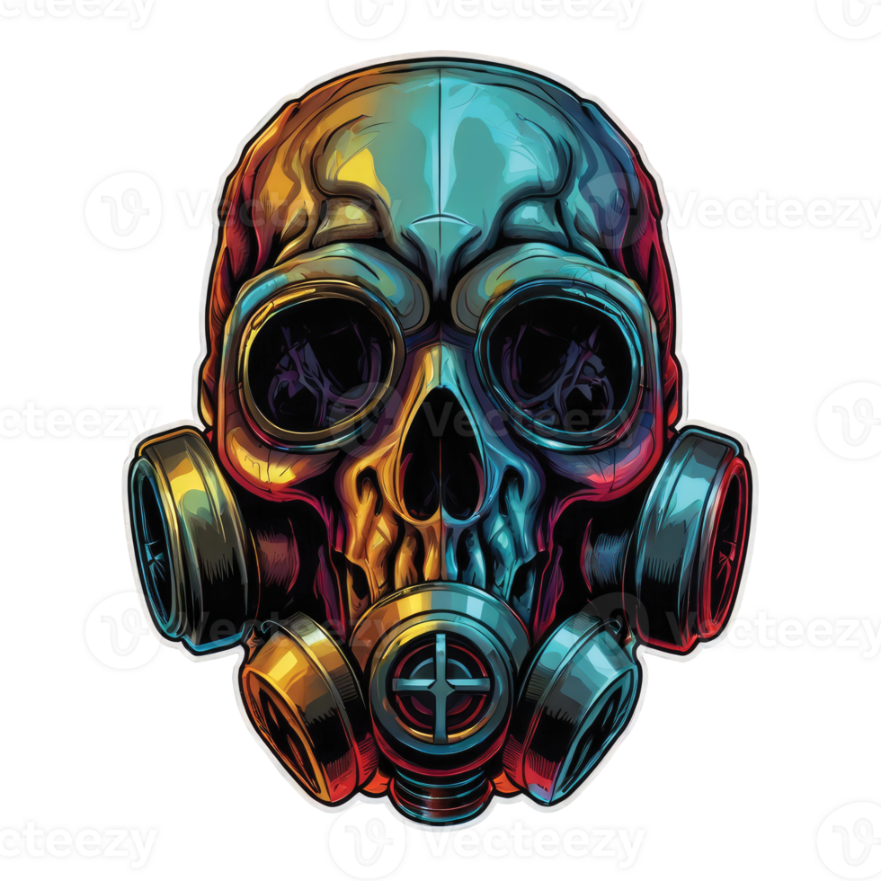 A skull wearing a gas mask png