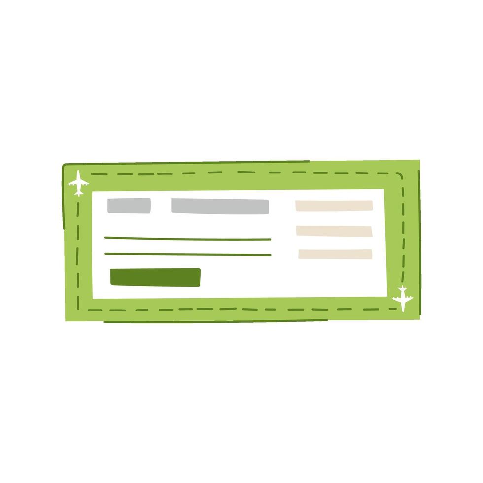 flight boarding pass cartoon illustration vector