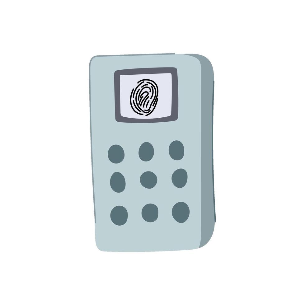 palm biometric security device cartoon illustration vector