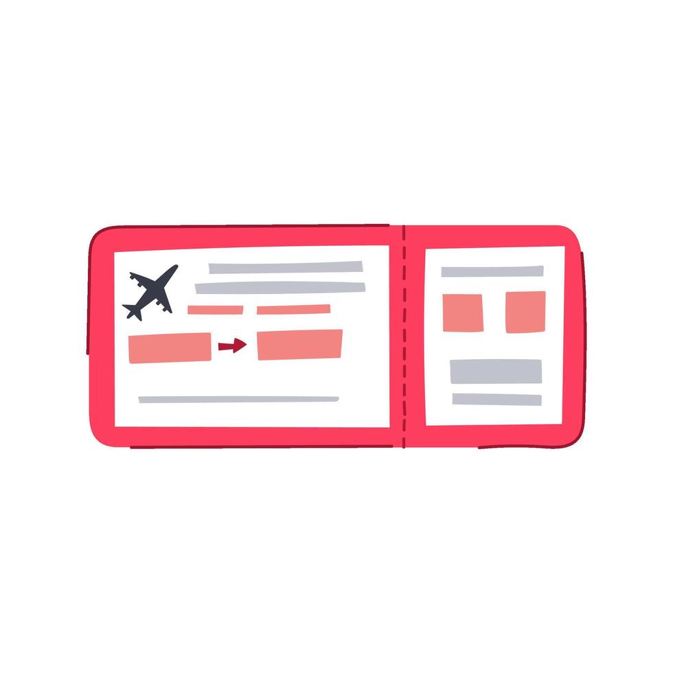 check-in boarding pass cartoon illustration vector