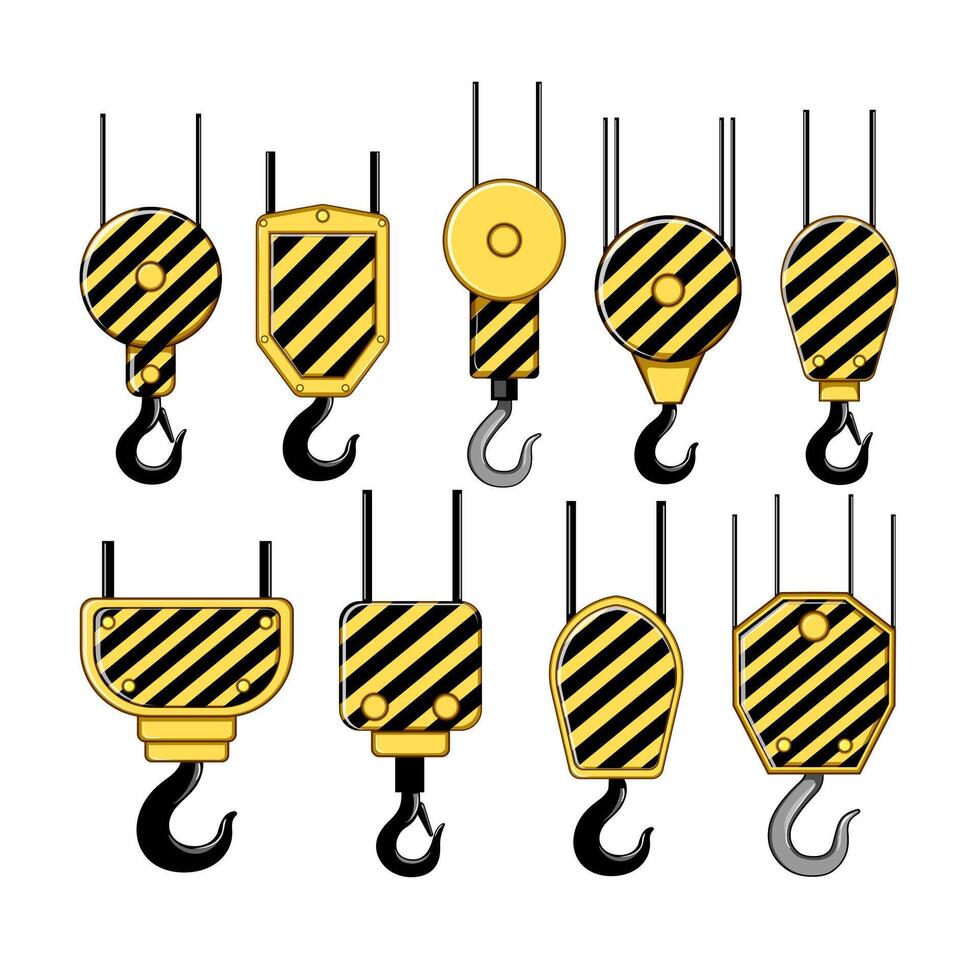 crane hook set cartoon illustration vector