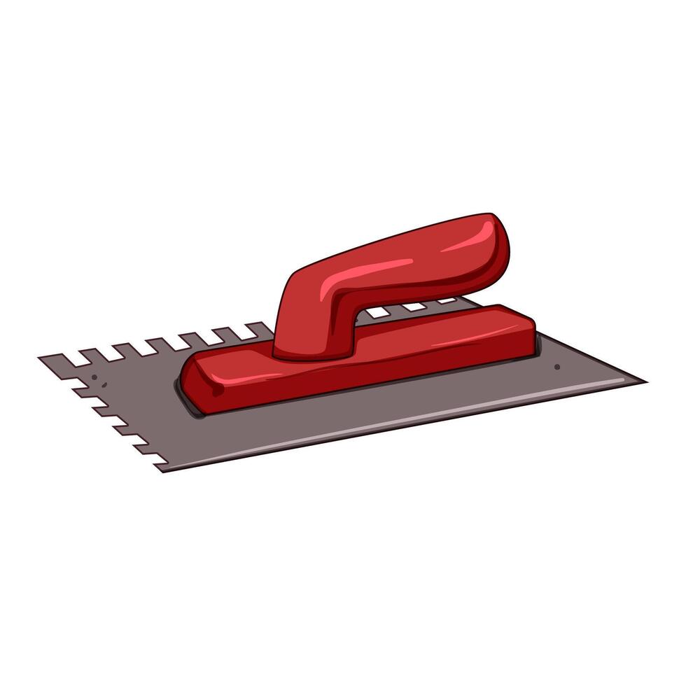 tile notched trowel cartoon illustration vector