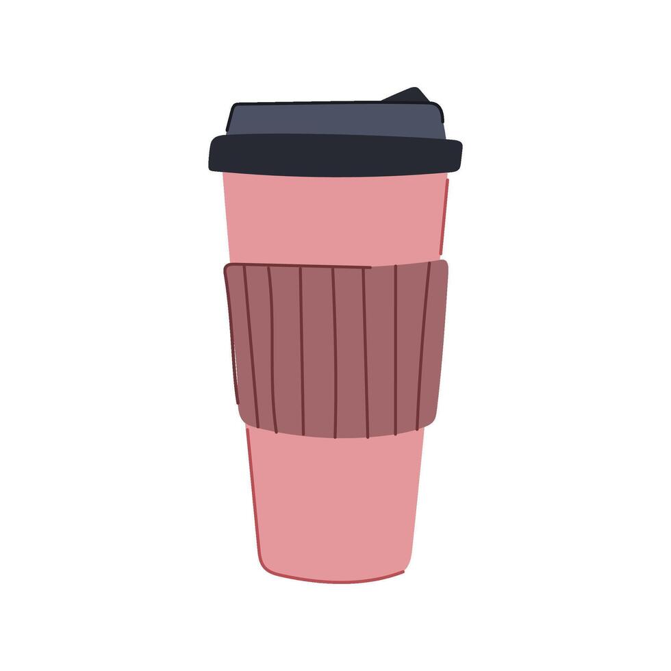 eco reusable coffee cup cartoon illustration vector