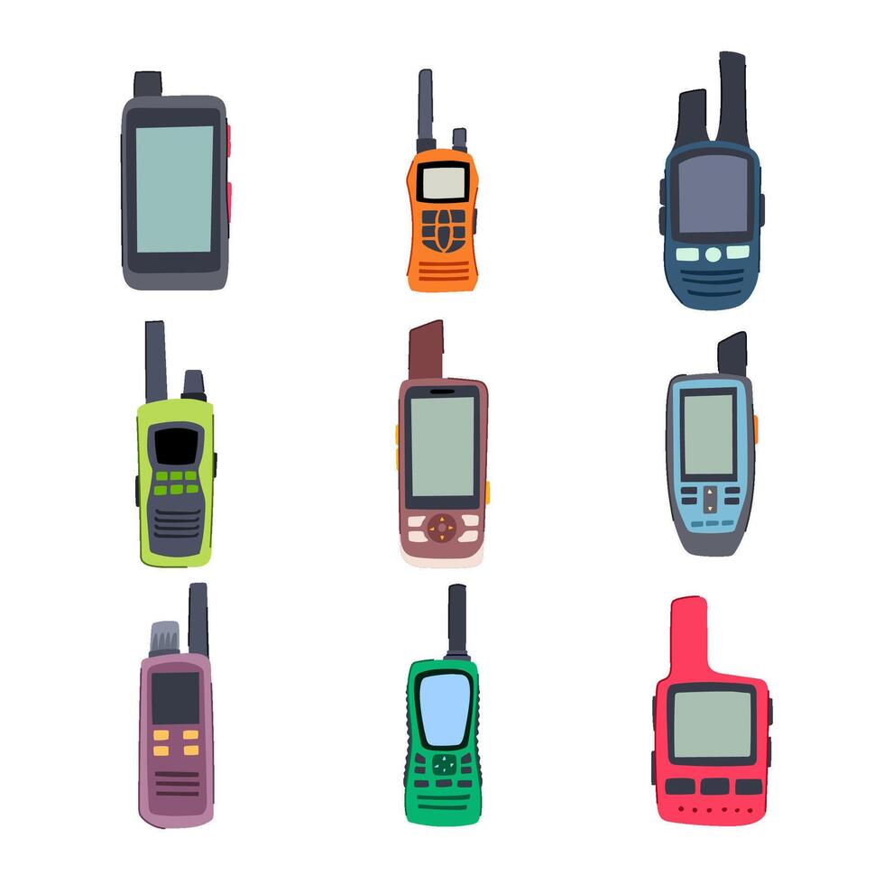 satellite phone set cartoon illustration vector