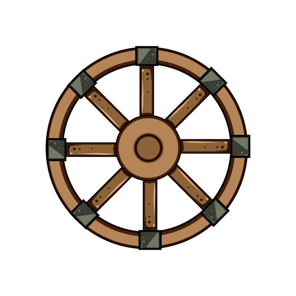 axle wheel ancient cartoon illustration vector