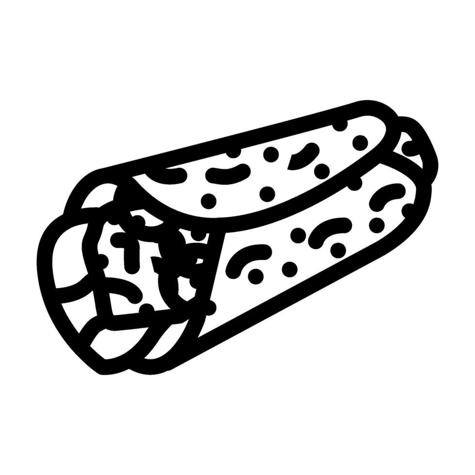 burrito rápido comida línea icono ilustración vector