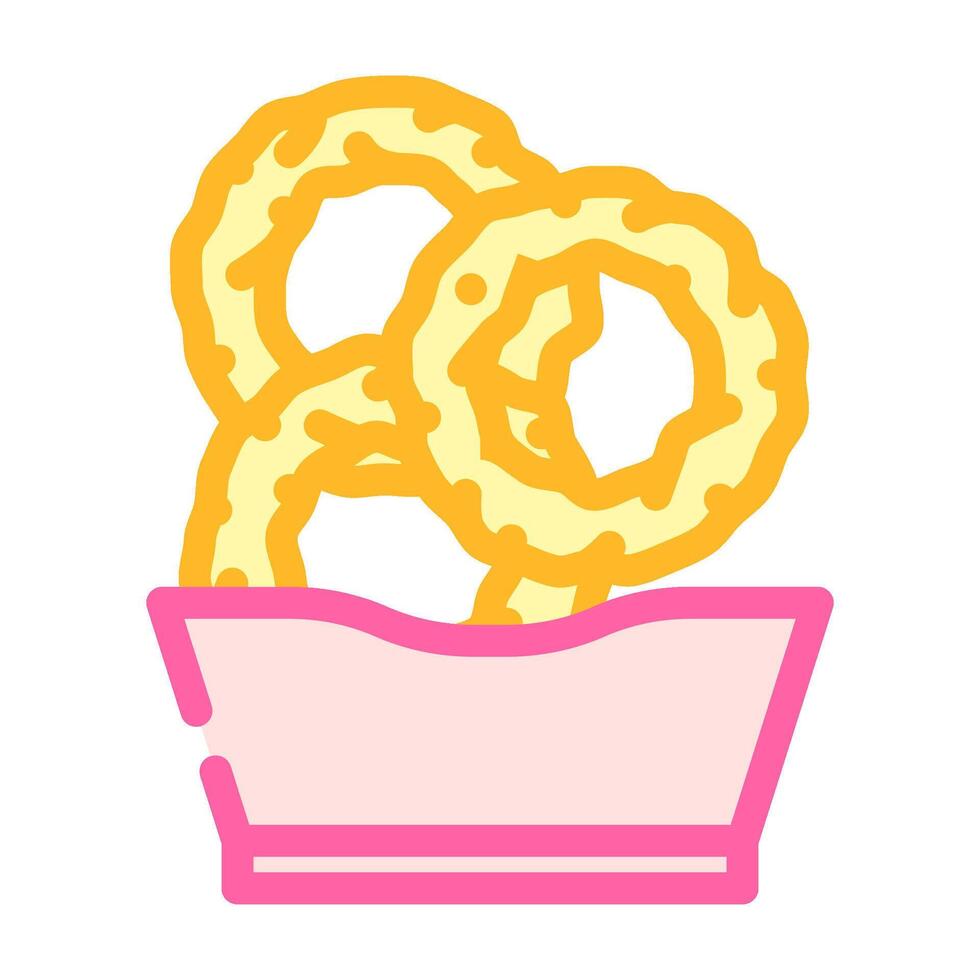 onion rings fast food color icon illustration vector