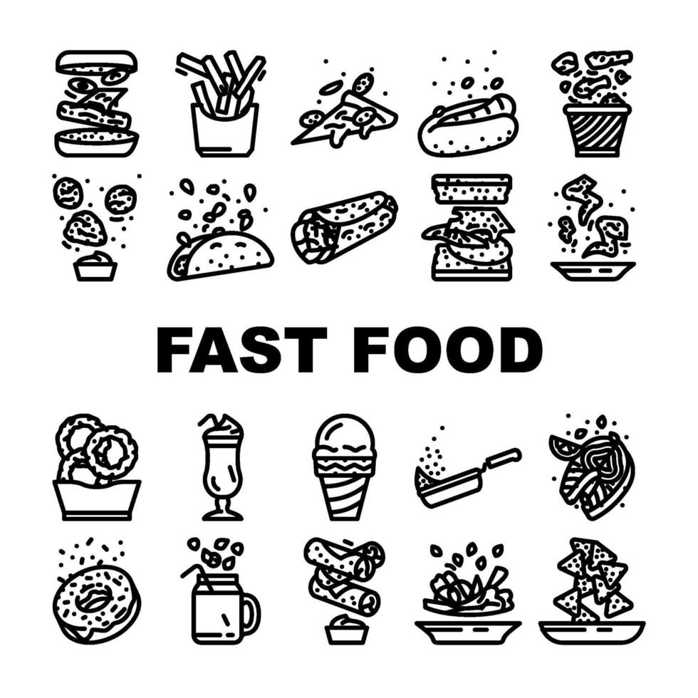 fast food hamburger restaurant icons set vector