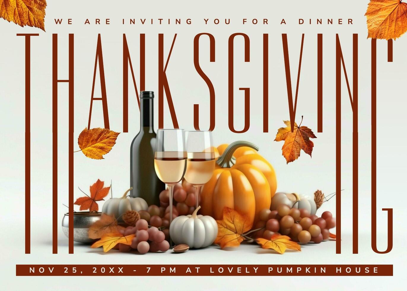 Thanksgiving Invitation Dinner Landscape Template