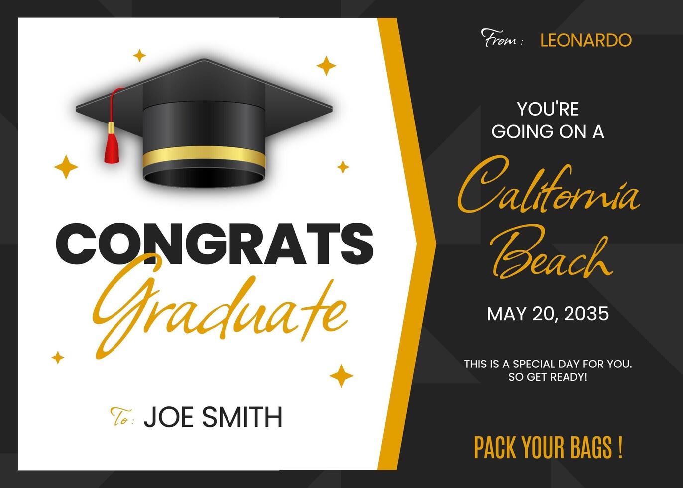 Gift Certificate Graduation Card template