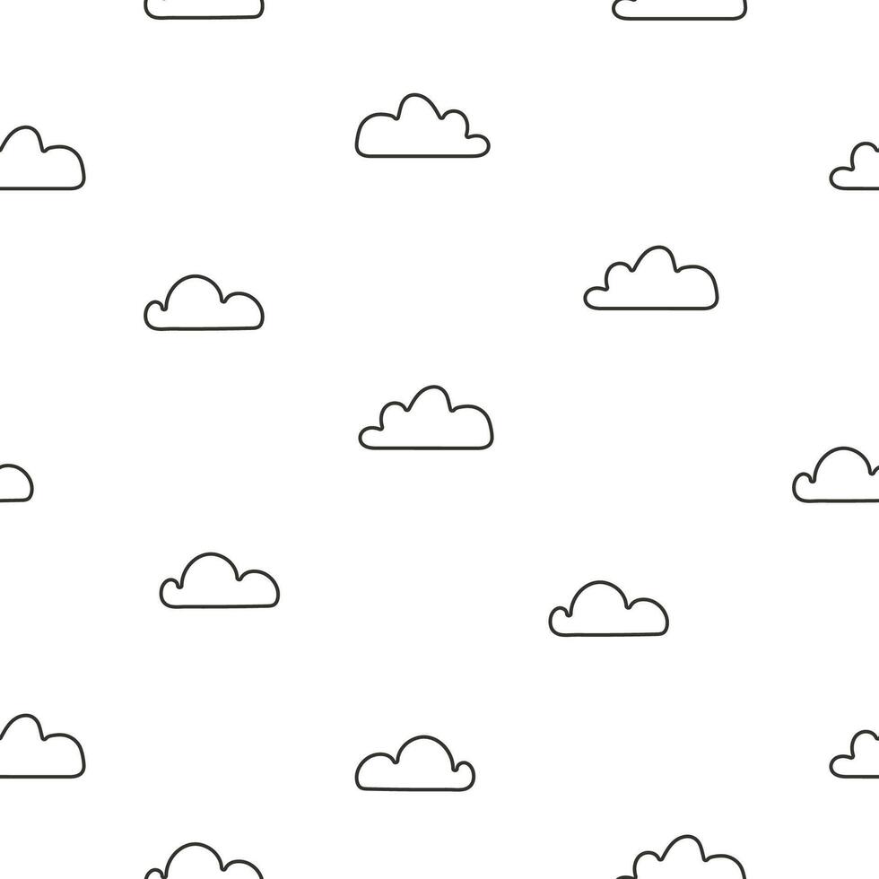 Cute clouds seamless pattern, cartoon background vector