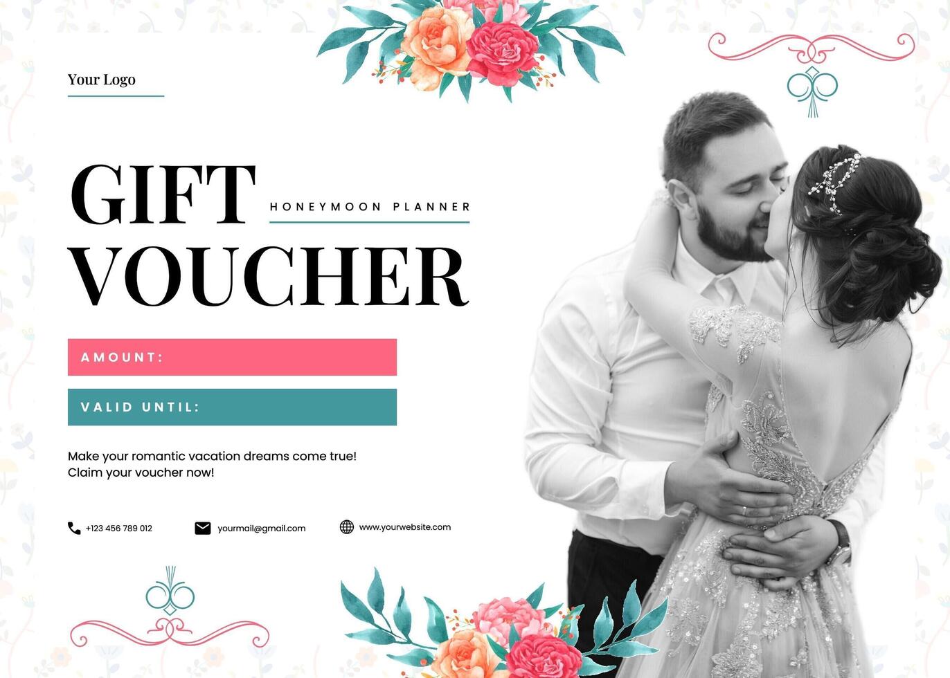 Honeymoon Gift Voucher template