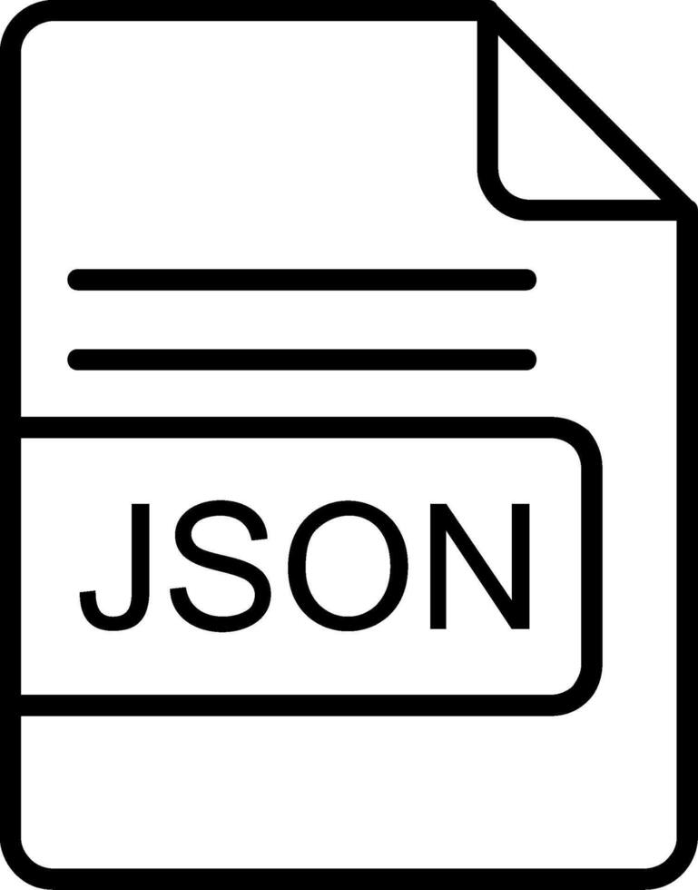 json archivo formato línea icono vector