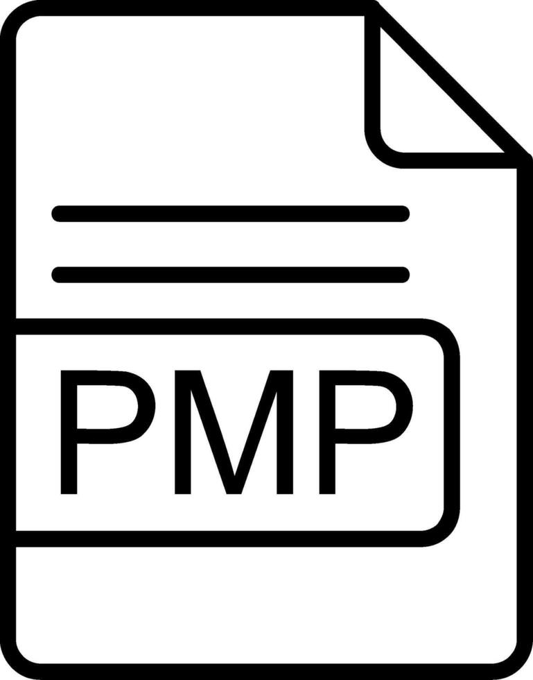 pmp archivo formato línea icono vector