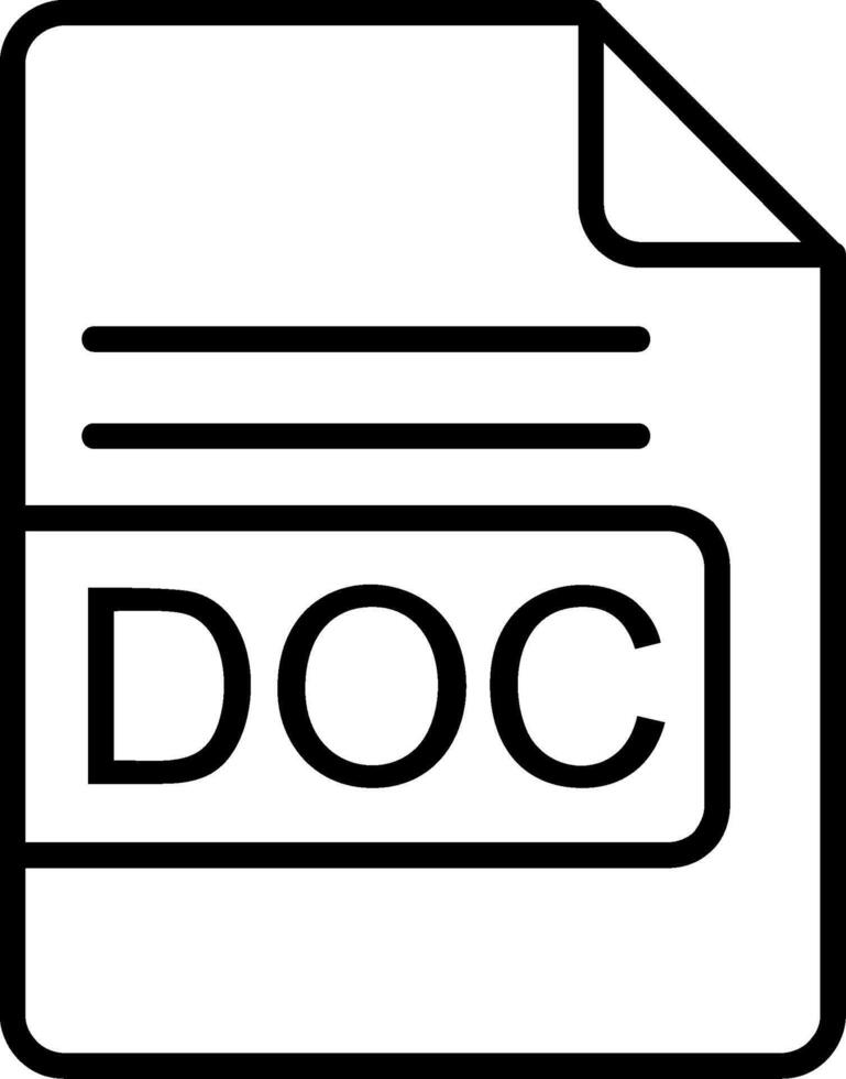 DOC File Format Line Icon vector