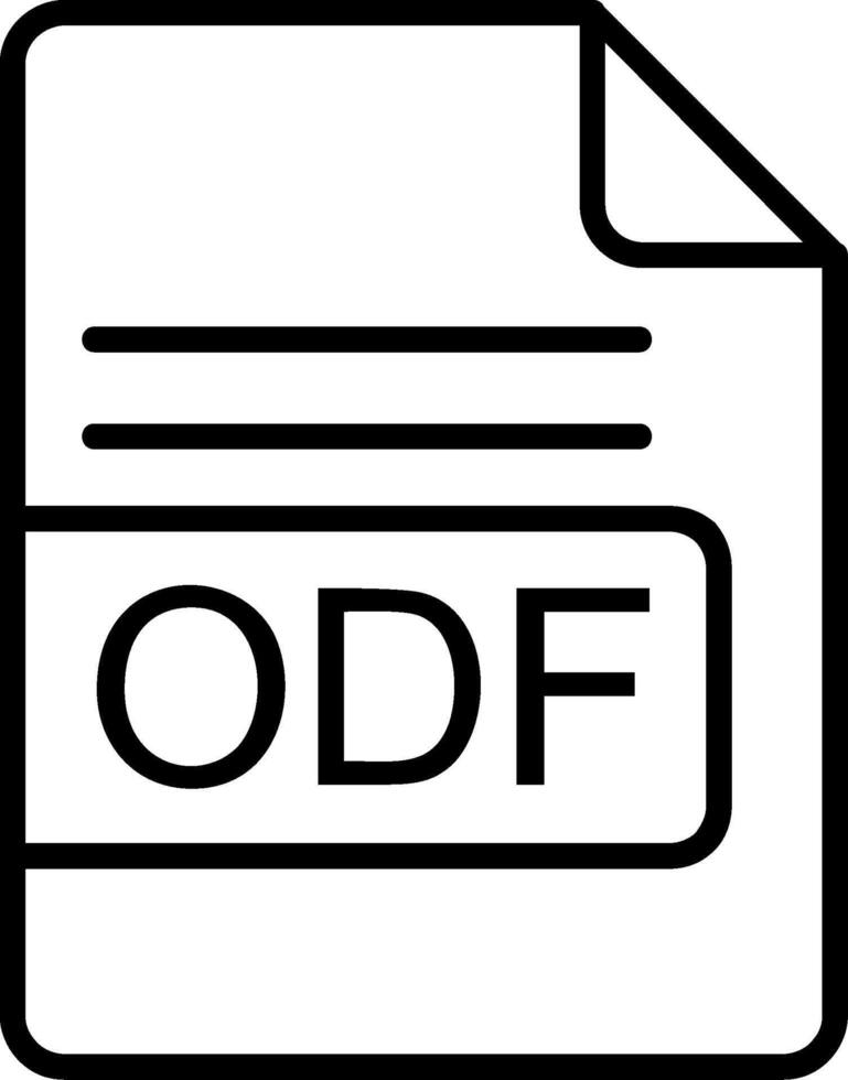 odf archivo formato línea icono vector