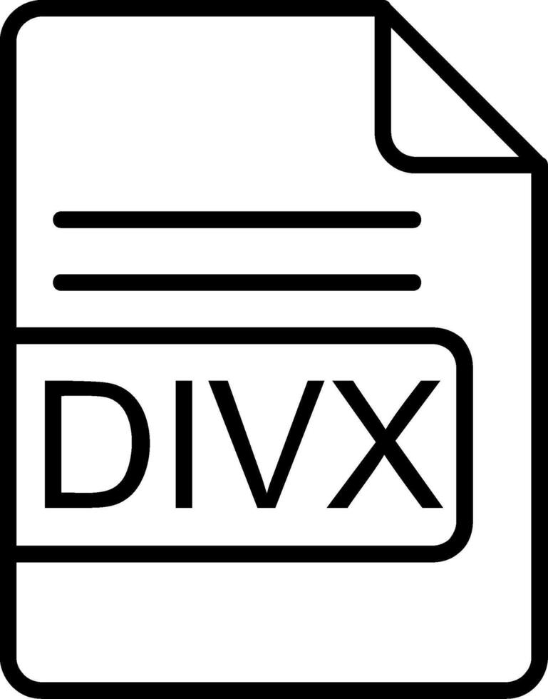 divx archivo formato línea icono vector