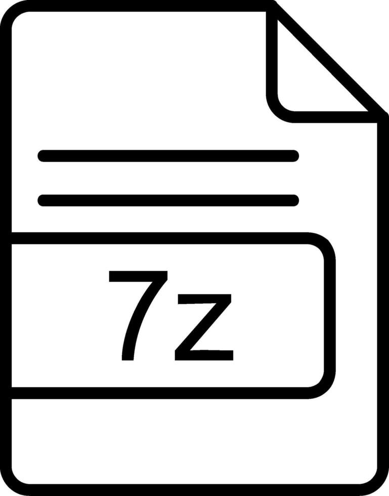 7z archivo formato línea icono vector