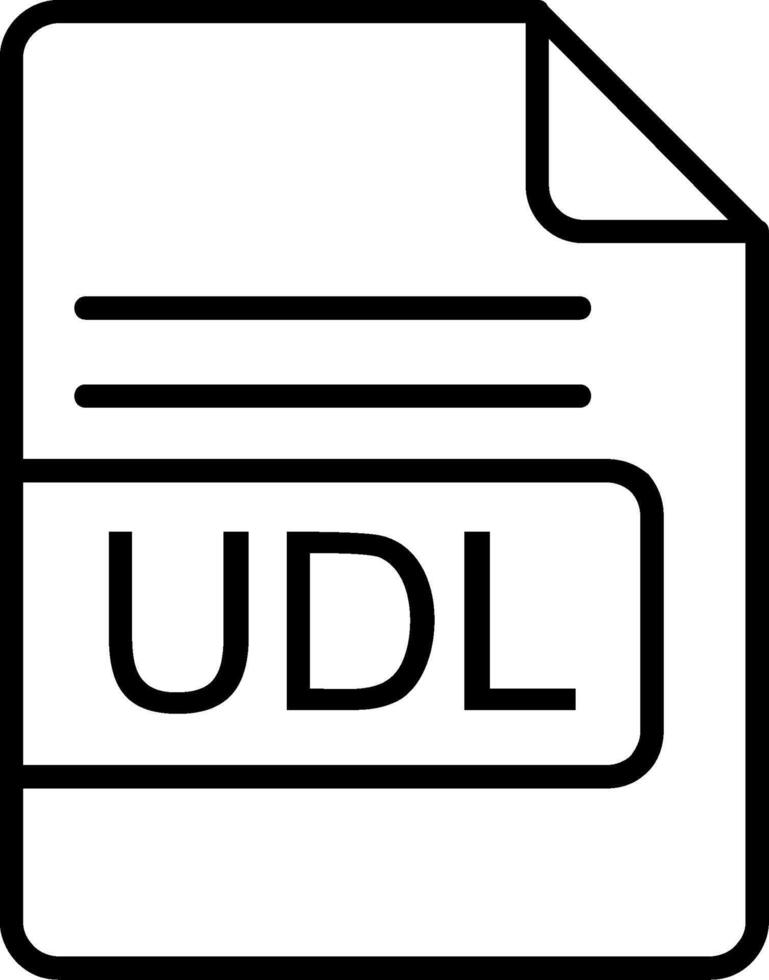 udl archivo formato línea icono vector