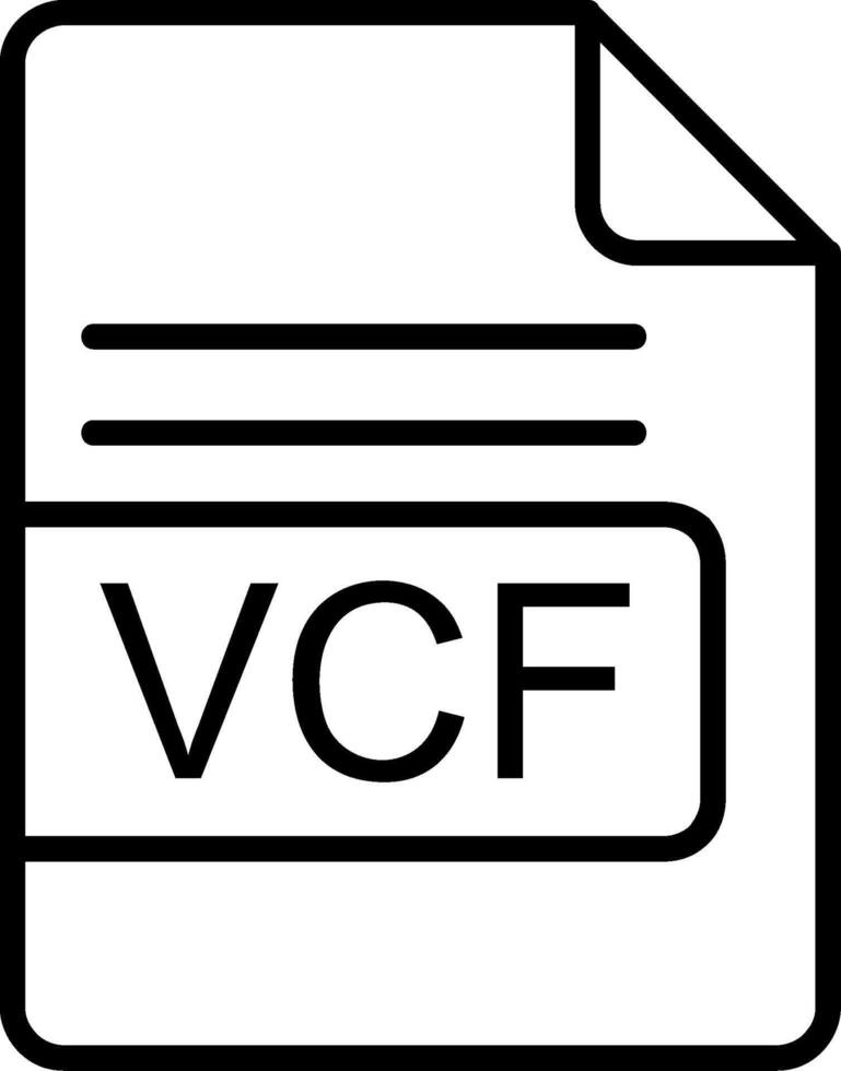 vcf archivo formato línea icono vector