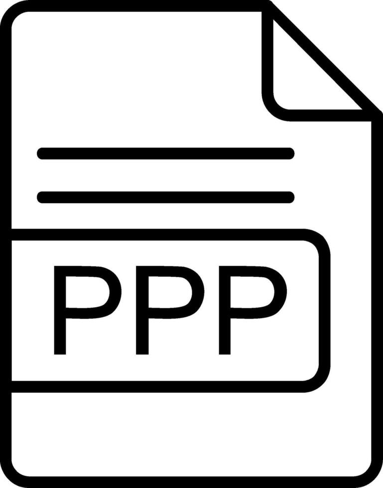 PPP File Format Line Icon vector