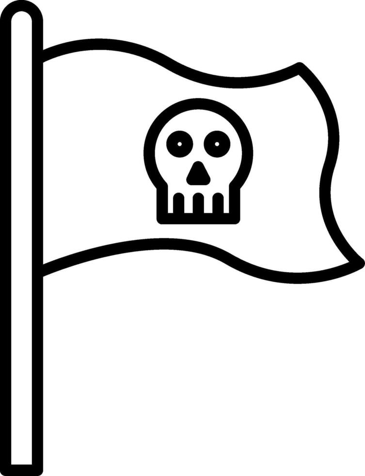 icono de línea de bandera pirata vector