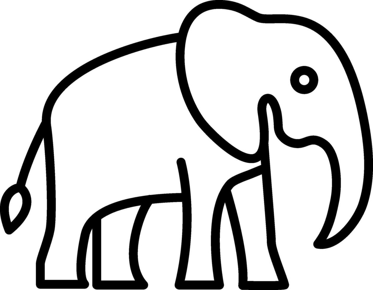 icono de línea de elefante vector