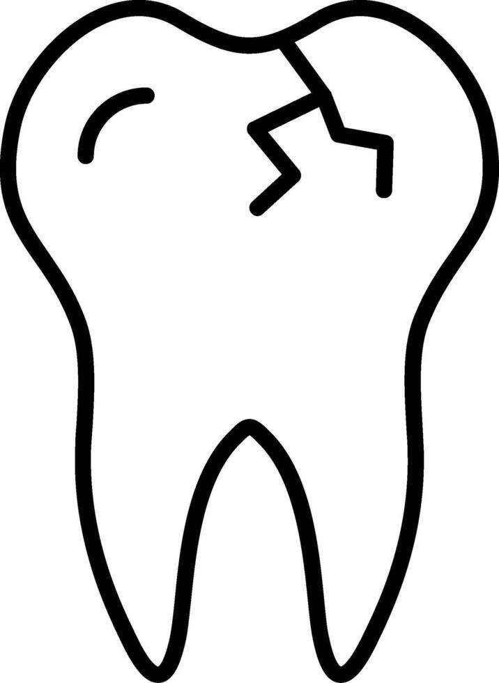 icono de línea de diente roto vector