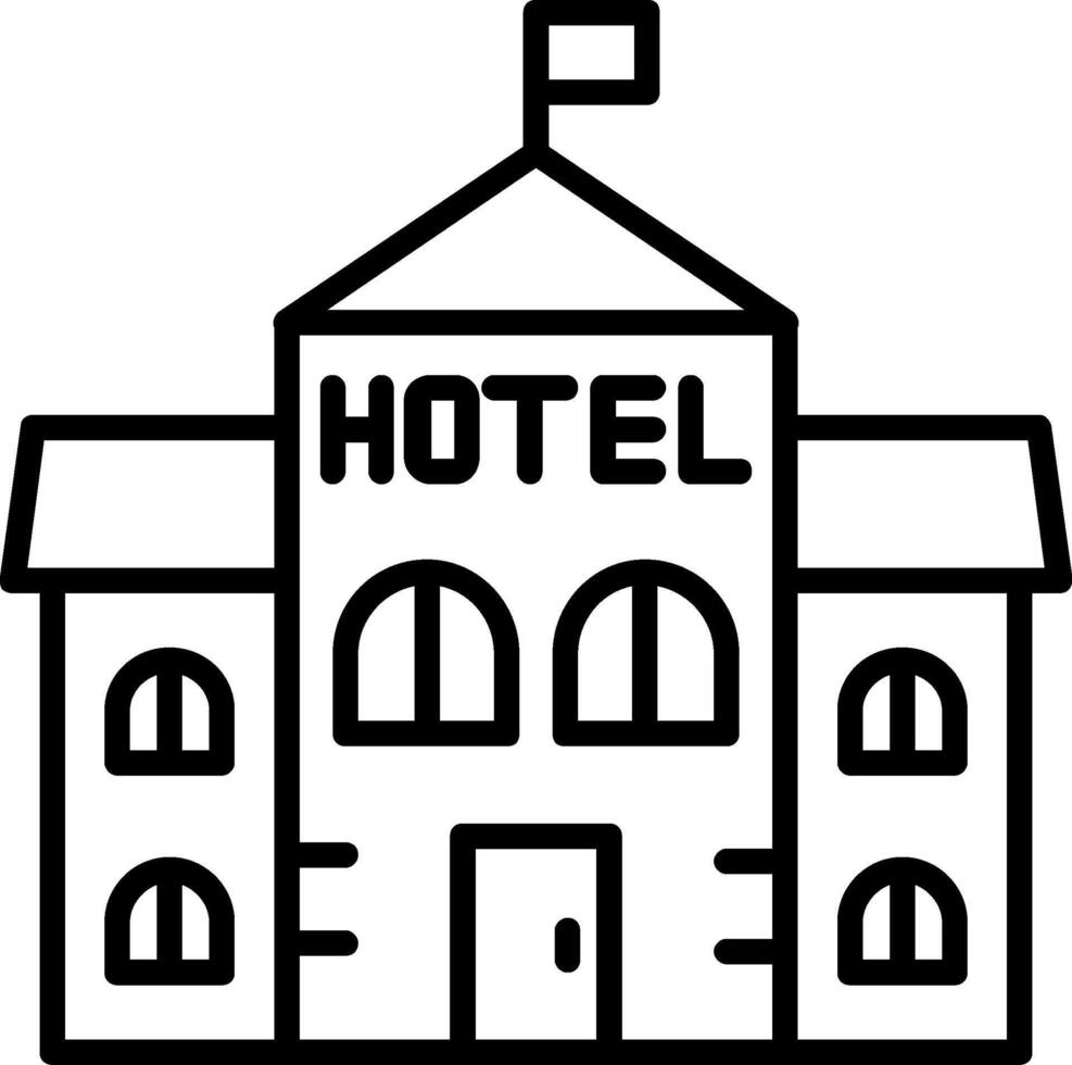 icono de línea de hotel vector