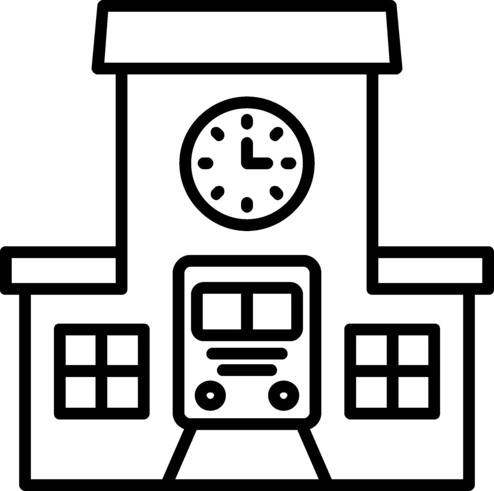 tren estación línea icono vector