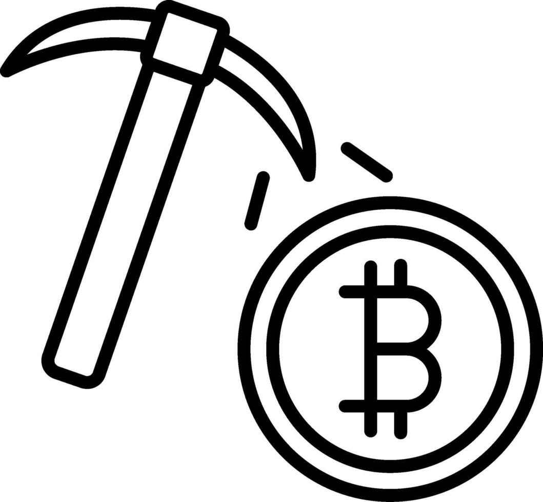 bitcoin minería línea icono vector